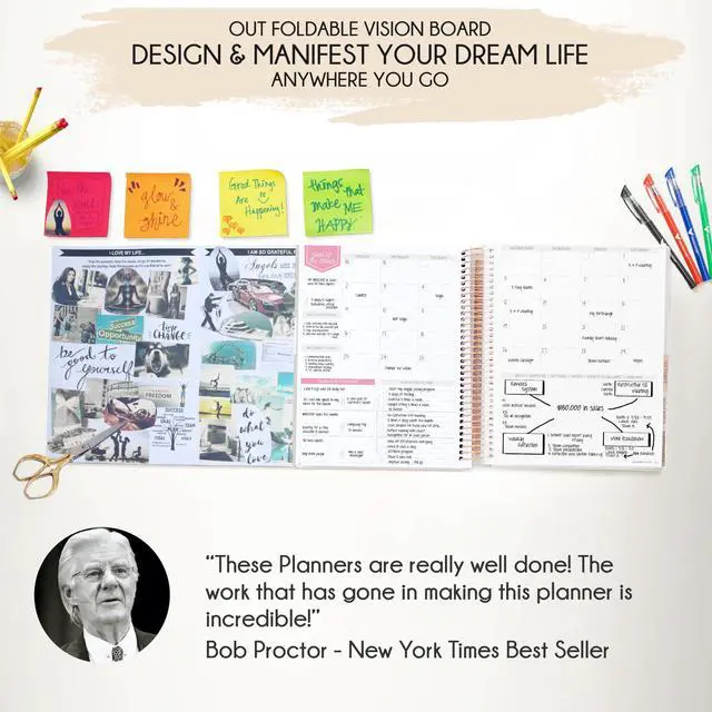 Alt view image 14 of 14 - Manifestation Journal Hourly, Weekly & Monthly Planner | 12-Month to Increase Productivity, Life Organizer & Goal Planner | Spiral Journal, Habit Tracker, Foldable Vision Board, Gift Box & Stickers