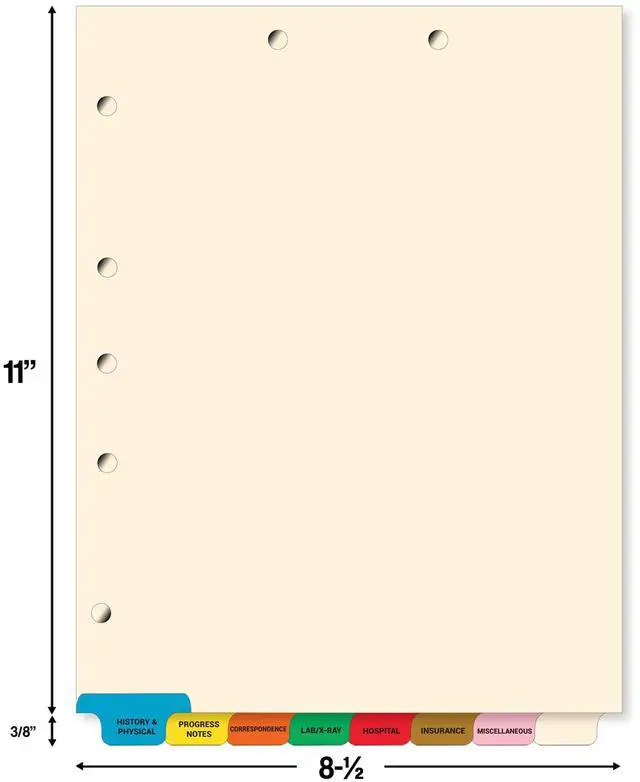 Alt view image 12 of 14 - Stock Medical Chart Dividers, 40 Sets of 8 Popular Healthcare Index Tabs, Bottom Tab, 8-1/2" x 11-3/8", Tabbies 54500, File Folder Organizer for Nursing Patient Charts & Medical Records