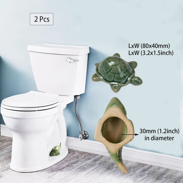 Alt view image 10 of 10 - Toilet Bolt Caps, Decorative Toilet Bolt Covers, Ceramic Cute Frog Covers Toilet Bolts Bathroom Decor Easy Installation Set of 2 (2pcs Green Turtle)