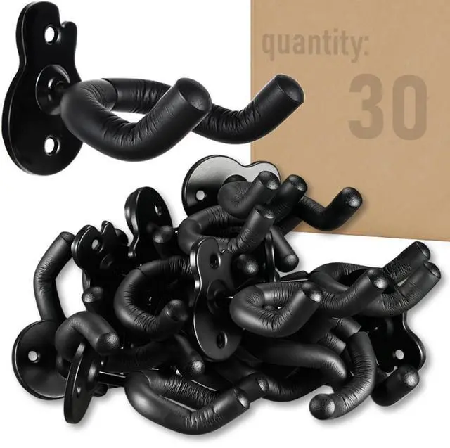 Alt view image 7 of 12 - 30Pack Guitar Hanger Bulk Wall Mount Hook Black Metal Guitar Holder Black