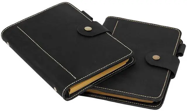 Alt view image 8 of 8 - Leather A5 binder planner, Refillable leather journal, Leather notebook, A5 ring binder, Custom gift for him, Leadership Gifts, Corporate Gifts for Clients (Black)