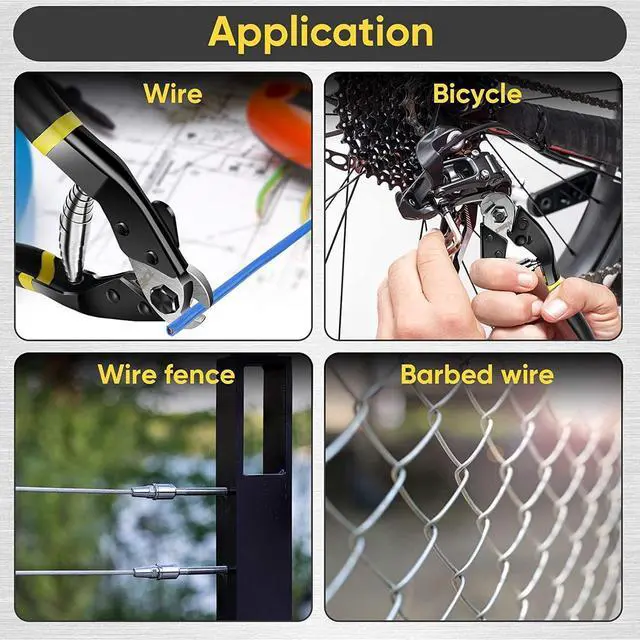 Alt view image 9 of 14 - Wire Cutters Heavy Duty Cutting Up to 3/16", Cable Cutters for Fence | Metal Cutters for Thick Wire, Chicken Coop, Safety Lock, Spring Loaded, Non-slip Matte Handle, Cr-V Steel, Yellow-Black 1