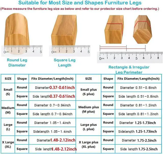 Alt view image 9 of 14 - 16 Pack Chair Leg Floor Protectors for Hardwood Floors, Round Rubber Furniture Sliders, 360°Felt Pad Bottom Wrapped Thickening Silicone Furniture Legs Caps Covers(Square,Clear-Brown-L)