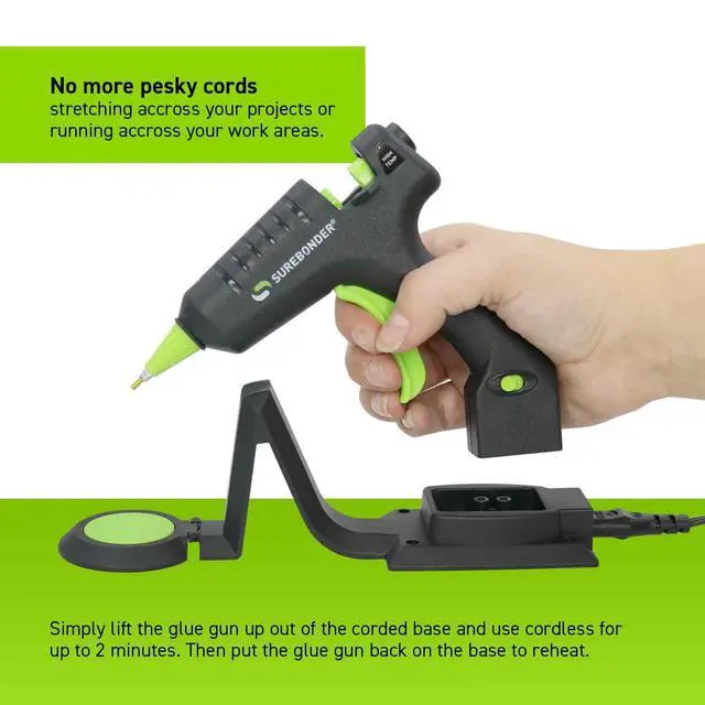 Alt view image 10 of 14 - Cordless/Corded High-Temperature Mini Hot Glue Gun with Fine Tip for Detailed Crafting and DIY Projects, 20 Watts (CL-195F)