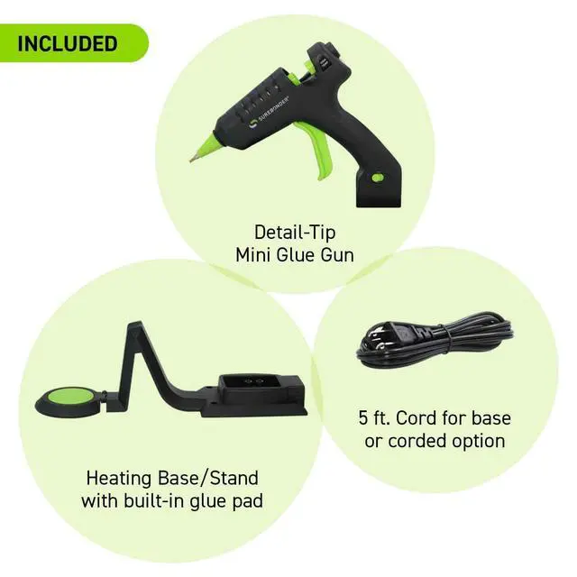 Alt view image 12 of 14 - Cordless/Corded High-Temperature Mini Hot Glue Gun with Fine Tip for Detailed Crafting and DIY Projects, 20 Watts (CL-195F)