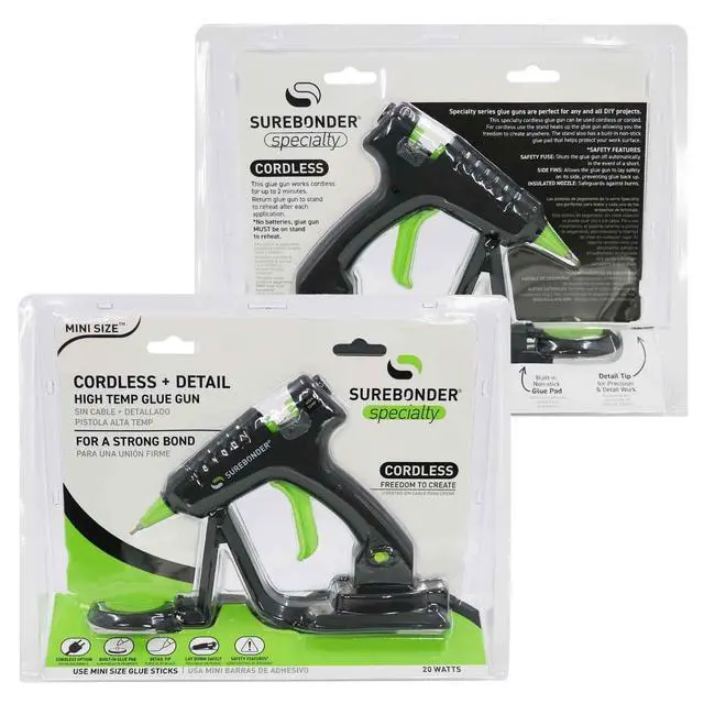 Alt view image 13 of 14 - Cordless/Corded High-Temperature Mini Hot Glue Gun with Fine Tip for Detailed Crafting and DIY Projects, 20 Watts (CL-195F)