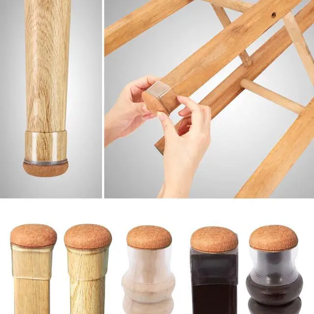 Alt view image 13 of 14 - 16 Pack Chair Leg Floor Protectors for Hardwood Floors, Round Rubber Furniture Sliders, 360°Felt Pad Bottom Wrapped Thickening Silicone Furniture Legs Caps Covers(Square,Clear-Brown-L)