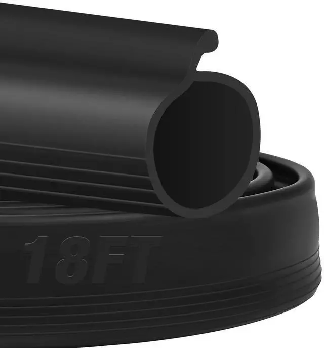 Alt view image 8 of 14 - 18FT Garage Door Seals Bottom Rubber 0.19" P Bulb Bottom Weather Seal, Weatherproof Replacement Weather Stripping Compatible with Overhead Door (18 FT, Black)
