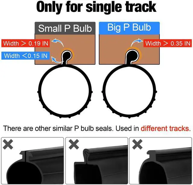 Alt view image 10 of 14 - 18FT Garage Door Seals Bottom Rubber 0.19" P Bulb Bottom Weather Seal, Weatherproof Replacement Weather Stripping Compatible with Overhead Door (18 FT, Black)