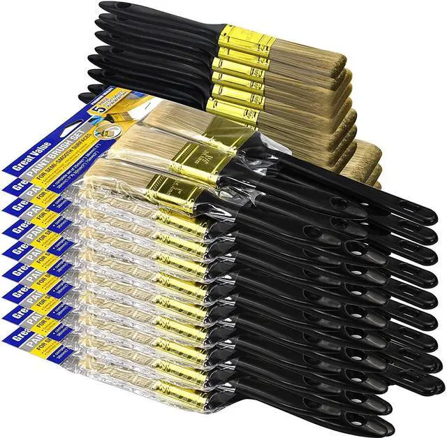 Alt view image 8 of 14 - Great Andrew Paint Brushes, 30 PCS 1" 1.5" 2" 3" Flat 1.5" Angled | Great Value Multi Use Paint Brush Pack, Paint Brushes Set for Walls Home Furniture Fences Trim