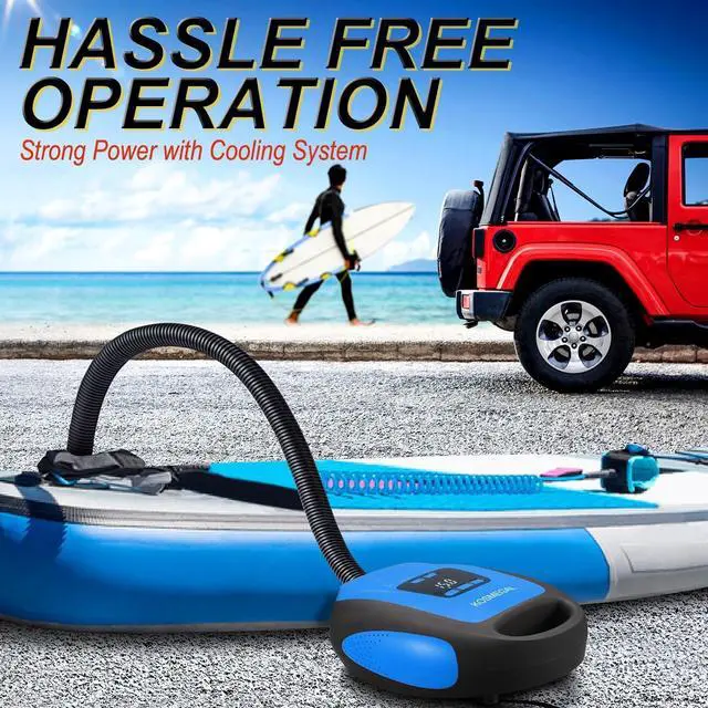 Alt view image 8 of 12 - Paddle Board Pump Electric Portable, SUP Pump for Paddleboard, Professional 20PSI Air Compressor with Auto-Off, Deflation Function and 12V DC Car Connector for Inflatables, Kayaks and Boats