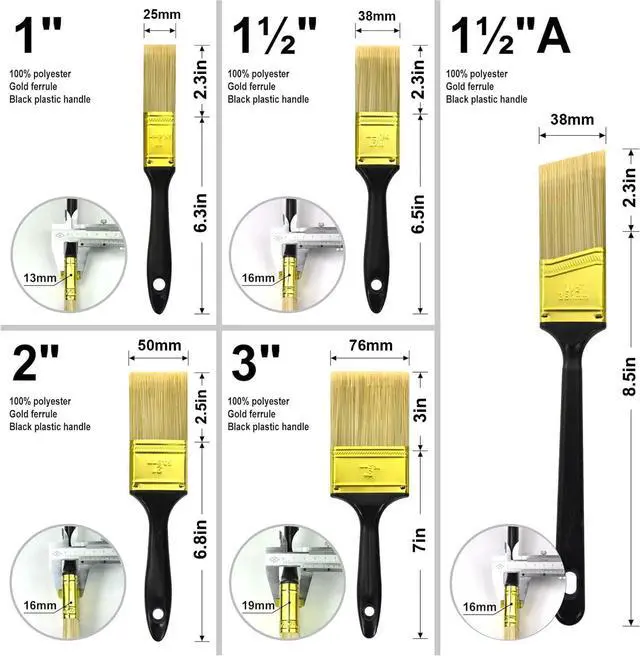 Alt view image 11 of 14 - Great Andrew Paint Brushes, 30 PCS 1" 1.5" 2" 3" Flat 1.5" Angled | Great Value Multi Use Paint Brush Pack, Paint Brushes Set for Walls Home Furniture Fences Trim