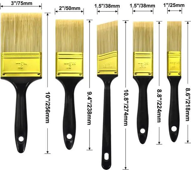 Alt view image 10 of 14 - Great Andrew Paint Brushes, 30 PCS 1" 1.5" 2" 3" Flat 1.5" Angled | Great Value Multi Use Paint Brush Pack, Paint Brushes Set for Walls Home Furniture Fences Trim