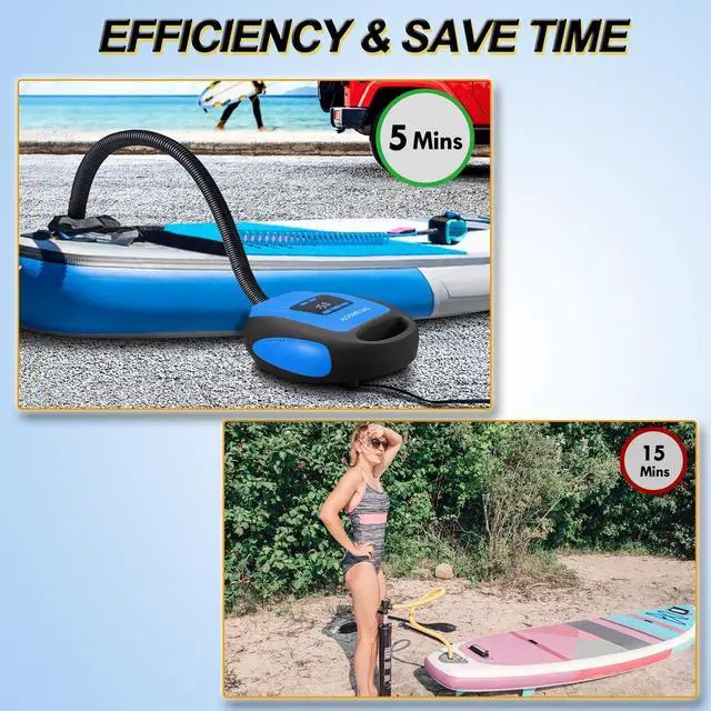 Alt view image 9 of 12 - Paddle Board Pump Electric Portable, SUP Pump for Paddleboard, Professional 20PSI Air Compressor with Auto-Off, Deflation Function and 12V DC Car Connector for Inflatables, Kayaks and Boats
