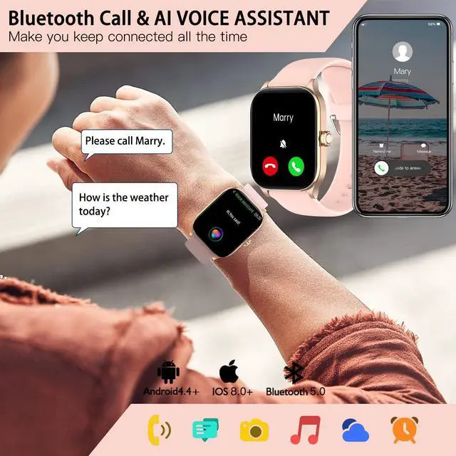 Alt view image 7 of 10 - Smart Watch for Women Men (Answer/Make Call), Smartwatches with Heart Rate/SpO2/Sleep/Stress Monitor, IP68 Waterproof Activity Tracker for Android iPhone, 100+ Sports Fitness Watches (Pink, 1.85")