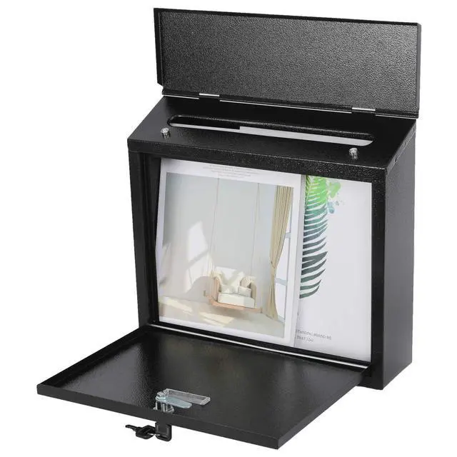 Alt view image 12 of 14 - Mail Boxes with Key Lock,Locking Mailbox Wall Mounted,Security Mailbox with Lock and Key,Large Capacity,Steel Cover Metal Postbox for House,14.2X 4X 12.6 Inch, Black