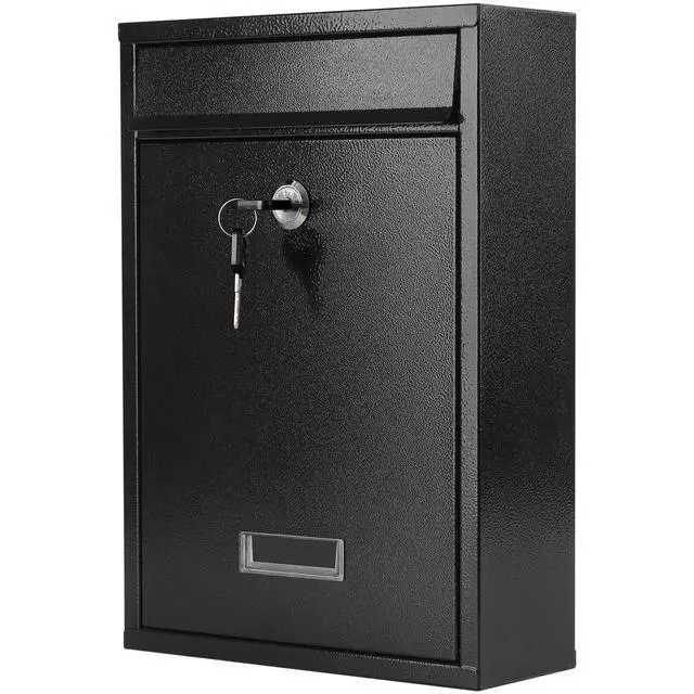 Alt view image 8 of 14 - Mailbox for Outside, Wall Mount Locking Mailbox, Security Drop Box with Key Lock for Letters, Cash, Cards, Steel Mail Box for House Office School, 12.4H x 8.54L x 3.35W Inches, Black