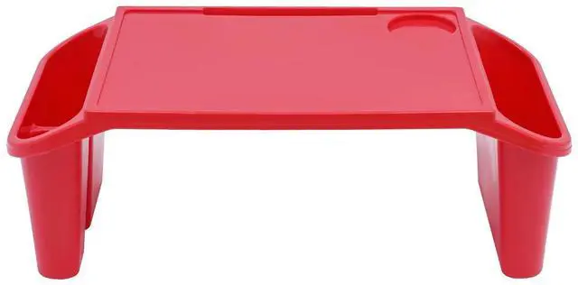 Alt view image 11 of 14 - 12Pcs Kids Lap Desk Tray, Portable Activity Table, Portable Lap Bed Table with Side Pockets, Plastic Lap Desk for Classroom Children Car Activity Eating Floor (12, Red)