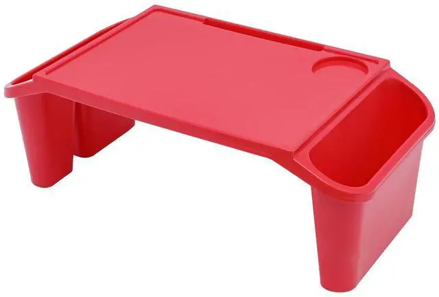 Alt view image 12 of 14 - 12Pcs Kids Lap Desk Tray, Portable Activity Table, Portable Lap Bed Table with Side Pockets, Plastic Lap Desk for Classroom Children Car Activity Eating Floor (12, Red)