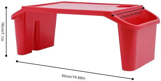 Alt view image 9 of 14 - 12 pcs Kids Lap Desk, Plastic Lap Bed Table with Side Pockets, Portable Breakfast Lap Storage Trays for Writing Eating Game Classroom (Red)