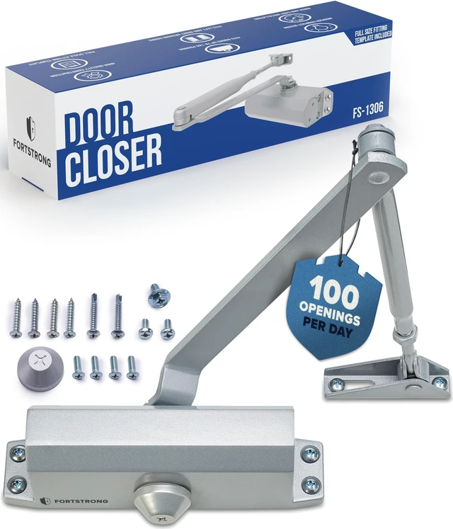 Alt view image 8 of 14 - Automatic Door Closer (Silver), FS-1306 Residential Hydraulic Auto Door Closer, Grade 3 Self Closing Spring Hinge, UL Listed & ADA Soft Closers No Slam, for Home & Interior Garage Doors Closure