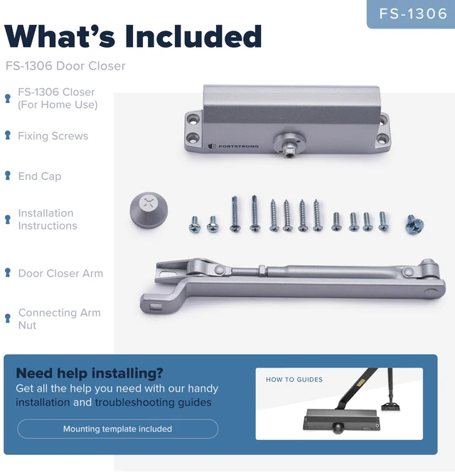 Alt view image 11 of 14 - Automatic Door Closer (Silver), FS-1306 Residential Hydraulic Auto Door Closer, Grade 3 Self Closing Spring Hinge, UL Listed & ADA Soft Closers No Slam, for Home & Interior Garage Doors Closure
