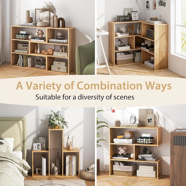 Alt view image 14 of 14 - 3-Tier Bookshelf, Wood Convex Bookcase Open Storage Shelf for Living Room, Home Office, Library