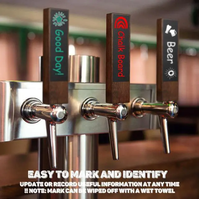 Alt view image 10 of 14 - 9 Pcs Chalkboard Beer Tap Handles Wooden Walnut Keg Tap Handle with Chalk Markers Taps Handles Gift for Beer Bar Lovers Home Brewers Bars Restaurant Wedding (Oak)