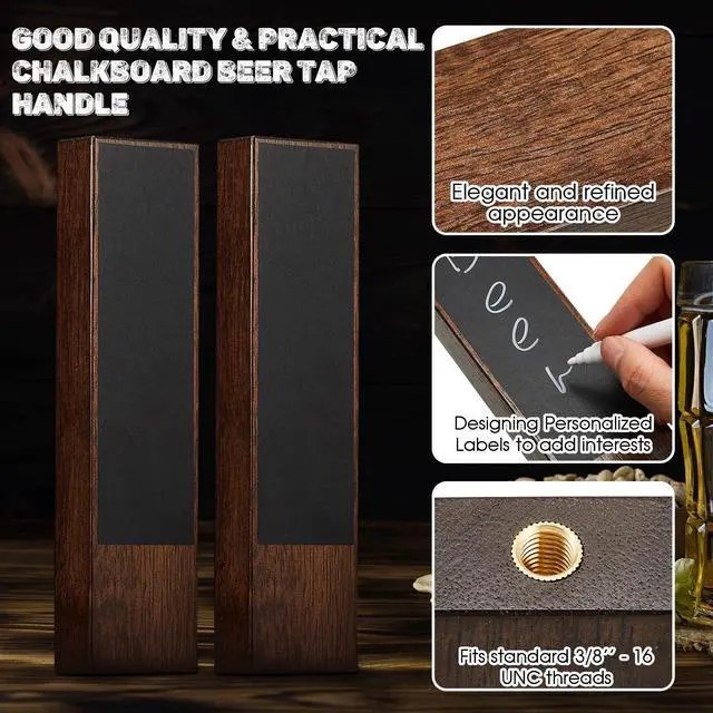 Alt view image 12 of 14 - 9 Pcs Chalkboard Beer Tap Handles Wooden Walnut Keg Tap Handle with Chalk Markers Taps Handles Gift for Beer Bar Lovers Home Brewers Bars Restaurant Wedding (Oak)