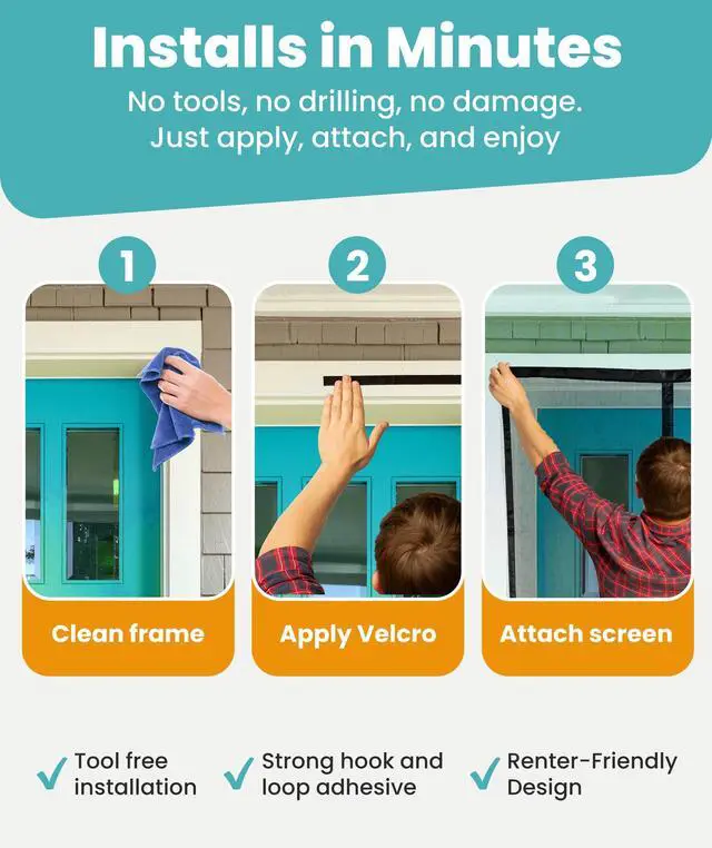 Alt view image 13 of 14 - Heavy Duty Fiberglass Magnetic Screen Door 38 x 82 Inch - Bugs Out, Breeze in - 9min Install Auto-Sealing Double Stitched Mesh, 52 Magnets, Hands Free for Patio Doors, Pet & Kid Friendly