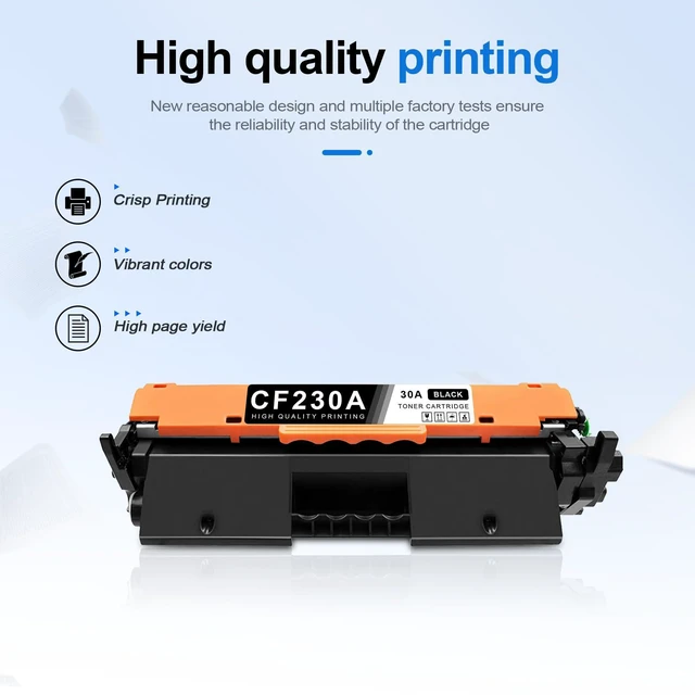 Alt view image 11 of 12 - 30A Black Toner Cartridge CF230A (with Chip) Compatible Replacement for HP 30A Toner Cartridge 30X CF230X Works with Laser Pro M203dn M203dw Laser Pro MFP M227fdw M227sdn M227fdn Printer (Pack of 1)