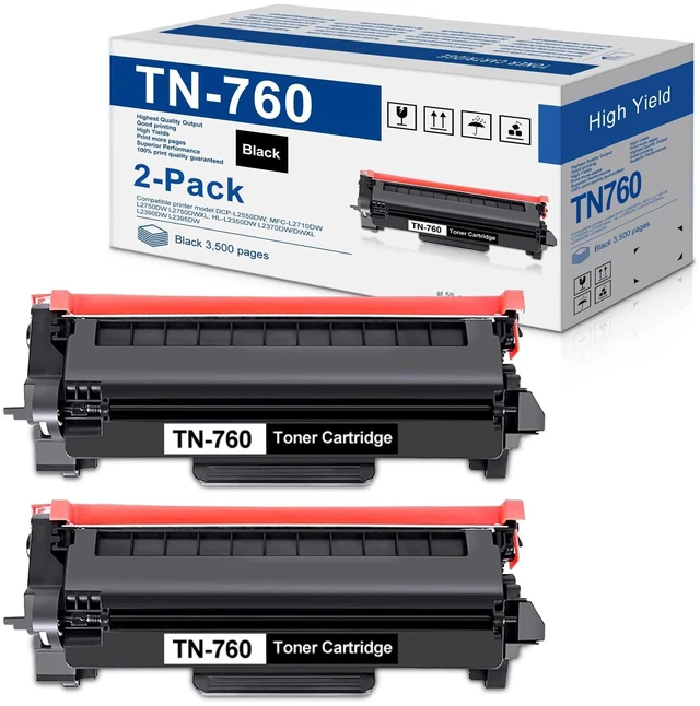 Alt view image 8 of 14 - TN760 High-Yield Black Toner Cartridge Twin Pack, TN760 2PK, Replacement for Brother TN-760 TN-730 Toner for HL-L2350DW L2395DW L2390DW L2370DW MFC-L2750DW MFC-L2710DW DCP-L2550DW Printer