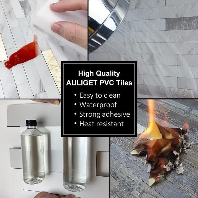 Alt view image 9 of 10 - 20 Sheets Faux Stone Peel and Stick Backsplash, White Marble Look PVC Wall Tiles Stick on Backsplash for Kitchen