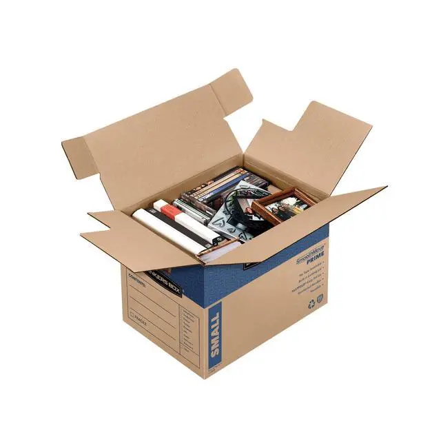 Alt view image 11 of 14 - 10-Pack Small Prime HD Moving Boxes with Reinforced Handles | Upgrade moving day with Prime boxes featuring attached lids, strong handles, and fast setup