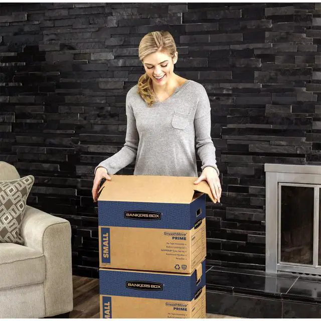 Alt view image 12 of 14 - 10-Pack Small Prime HD Moving Boxes with Reinforced Handles | Upgrade moving day with Prime boxes featuring attached lids, strong handles, and fast setup