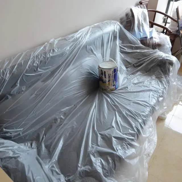 Alt view image 12 of 14 - 10 Piece Painter Plastic Drop Cloths Sheet,Waterproof Anti-dust Cover,9x12 Feet Disposable Tarp for Painting for Couch/Furniture Cover