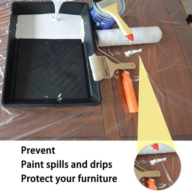 Alt view image 13 of 14 - 10 Piece Painter Plastic Drop Cloths Sheet,Waterproof Anti-dust Cover,9x12 Feet Disposable Tarp for Painting for Couch/Furniture Cover