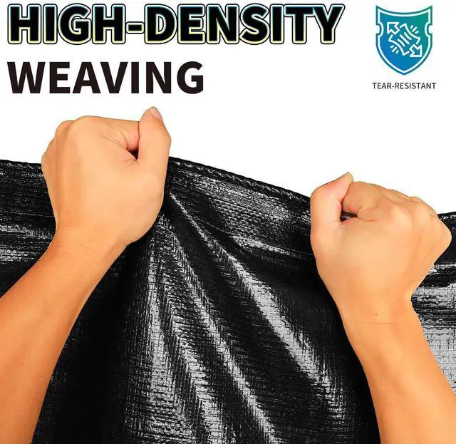 Alt view image 13 of 14 - Black Tarp 10x12 Feet, 10 Mil Thick Waterproof Poly Tarps Cover UV Resistant, Rip & Tear Proof with Metal Grommets Every 20 Inches