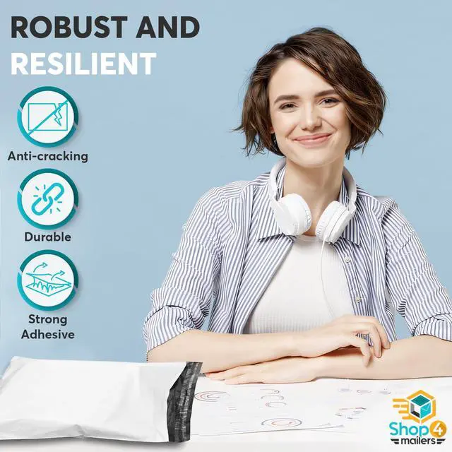 Alt view image 10 of 12 - 10x13 Inch 2 Mil Poly Mailers Glossy White Waterproof Tear-Resistant Shipping Bags for T-Shirts, Clothing, Apparel & Books with Permanent Self Seal Adhesive (1000 Pack)