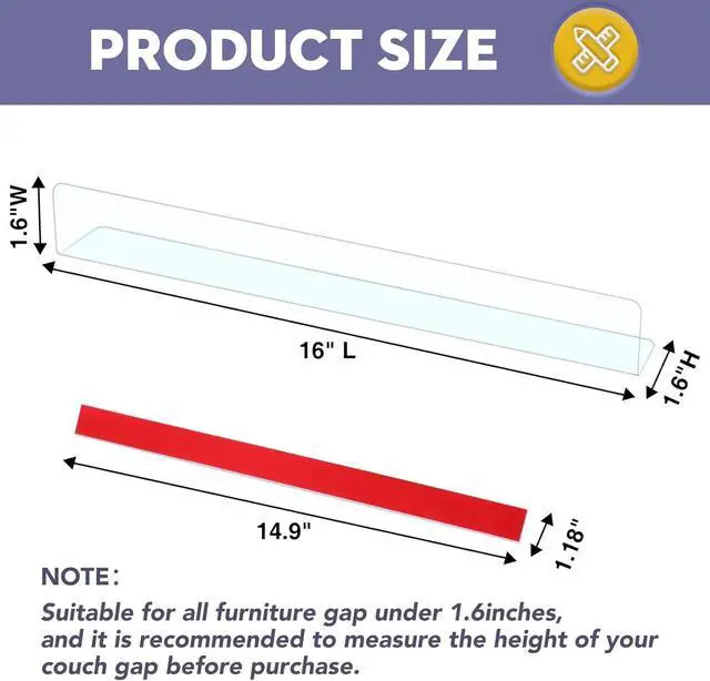 Alt view image 8 of 12 - Under Couch BlockerCouch Blockers for Pets,16 Pack | Clear Under Furniture Blocker,Stop Things Going Under Sofa,Toy Blockers for Under Furniture with Strong Tape,16" L x 1.6" H