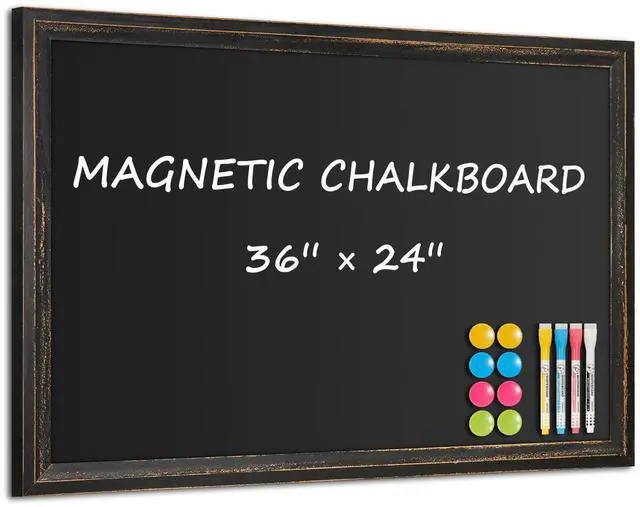Alt view image 8 of 14 - Magnetic Chalkboard 36x24 Rustic Wood Framed Chalk Board for Wall | Rustic Wood Chalkboard, Magnetic Blackboard Wall, Wall Mounted Kitchen Menu, Farmhouse Home Classroom, Durable Easy Clean