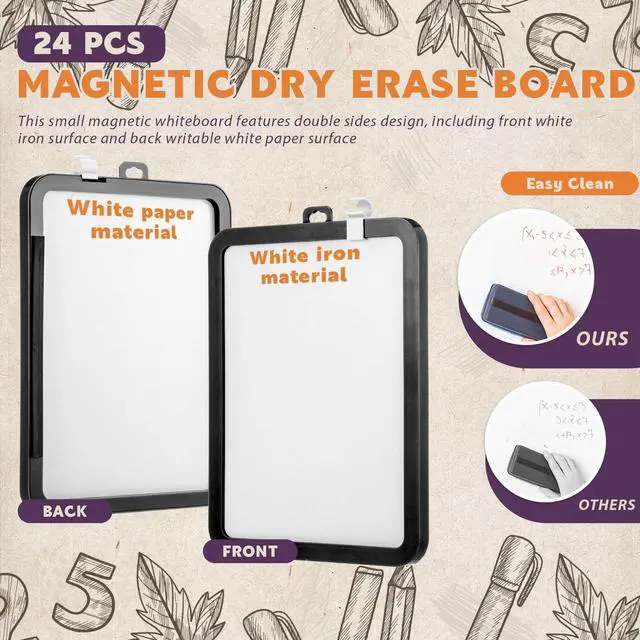 Alt view image 12 of 14 - 24 Pcs Dry Erase Mini White Boards Bulk 8.5 x 11'' Small Magnetic Whiteboard Double Sided Colored Writing Boards for Kids Students Locker Fridge (Black)