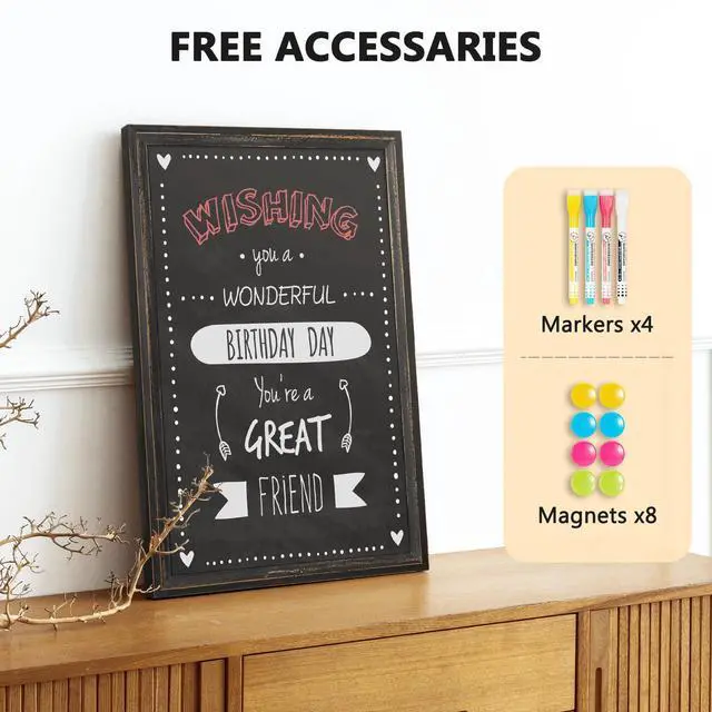 Alt view image 11 of 14 - Magnetic Chalkboard 36x24 Rustic Wood Framed Chalk Board for Wall | Rustic Wood Chalkboard, Magnetic Blackboard Wall, Wall Mounted Kitchen Menu, Farmhouse Home Classroom, Durable Easy Clean