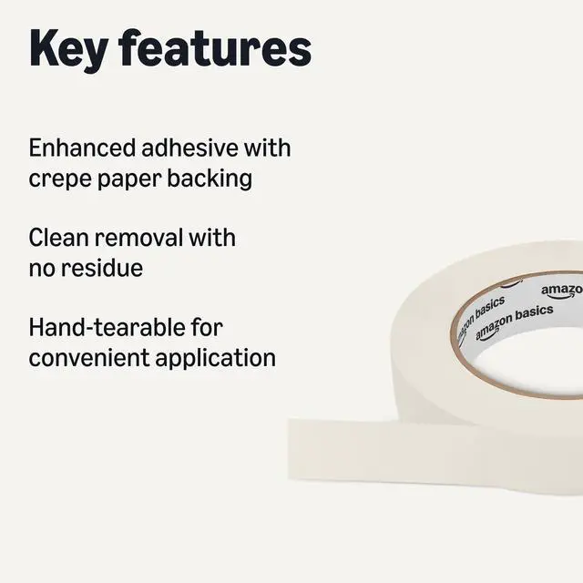 Alt view image 7 of 10 - Masking Tape, Hand-Tearable Painters Tape, Rubber Adhesive, 0.94 Inch x 60 Yard, Beige, 6 Rolls
