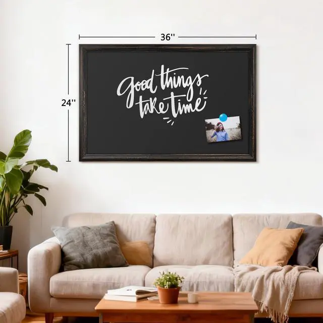 Alt view image 13 of 14 - Magnetic Chalkboard 36x24 Rustic Wood Framed Chalk Board for Wall | Rustic Wood Chalkboard, Magnetic Blackboard Wall, Wall Mounted Kitchen Menu, Farmhouse Home Classroom, Durable Easy Clean