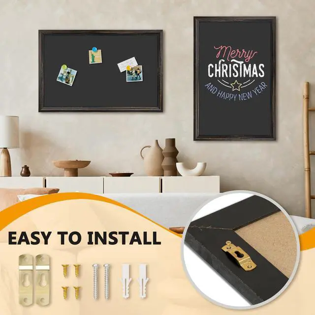 Alt view image 12 of 14 - Magnetic Chalkboard 36x24 Rustic Wood Framed Chalk Board for Wall | Rustic Wood Chalkboard, Magnetic Blackboard Wall, Wall Mounted Kitchen Menu, Farmhouse Home Classroom, Durable Easy Clean