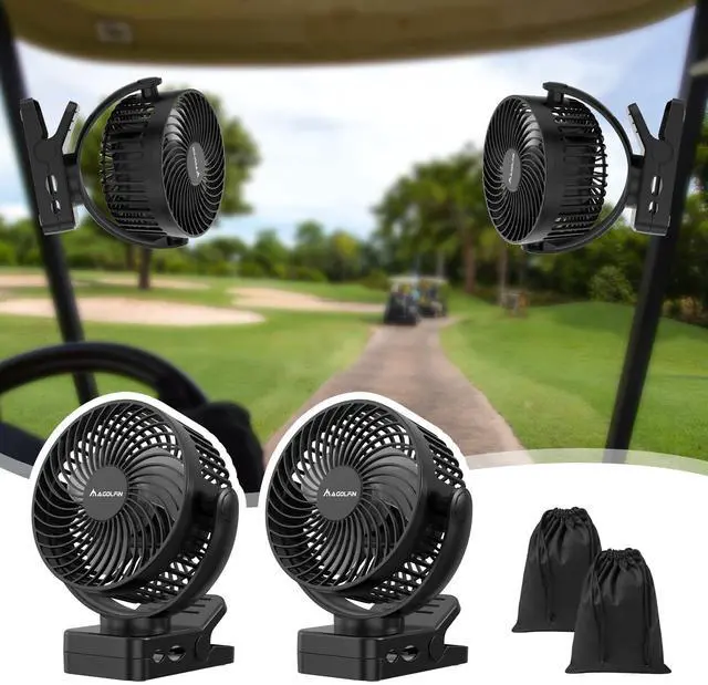 Alt view image 8 of 14 - 2-Pack Magnetic Clip on Fan for Golf Cart, 12000mAH Battery Operated Portable Fan with 3 Speeds, LED Lantern, Magnetic Base, Suitable for EZGO Club Car Yamaha, Golf Cart & Cruise Ship Accessories