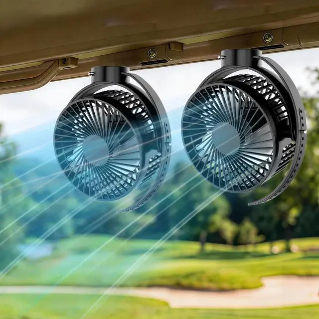 Alt view image 8 of 14 - Magnetic Golf Cart Fan with Heavy-Duty Strap, 12000mAH Battery Operated Portable Fan with 3 Speeds, LED, Timer, Magnet, Suitable for EZGO Club Car Yamaha, Golf Cart & Camping Accessories 2026