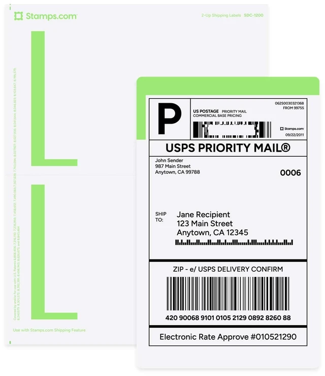 Alt view image 2 of 2 - Premium Shipping Labels - 4 1/4 x 6 3/4" 500 Count (2 Labels per Sheet, 250 Sheets) Postage, Addresses & Packing Slips, Inkjet & Laser Printers, Strong Adhesive