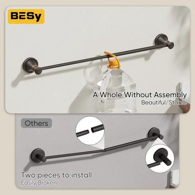 Alt view image 12 of 14 - Towel Racks for Bathroom Wall Mounted Bath Towel Bar Oil Rubbed Bronze | Adjustable 16-26 In, Wall Mounted Towel Holder, Stainless Steel, Rustproof, Towel Bar Rod Hanger Hardware Accessories Hotel